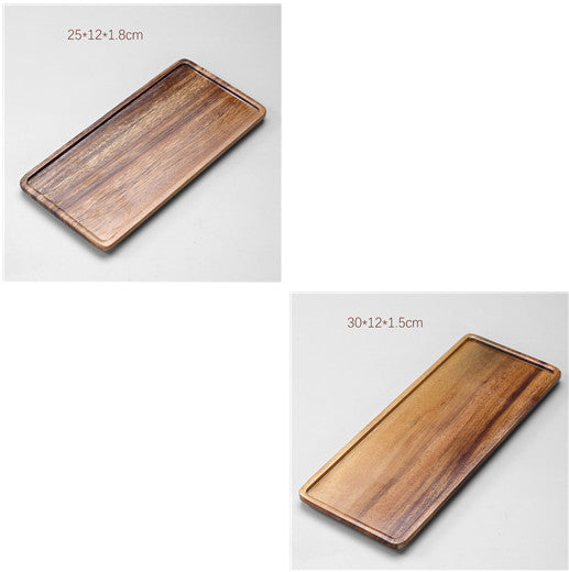 Solid wood rectangular tea tray for household use