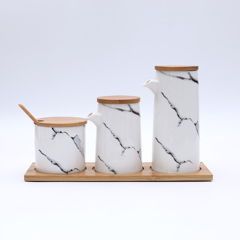 Nordic Marbled Ceramic Seasoning Jar