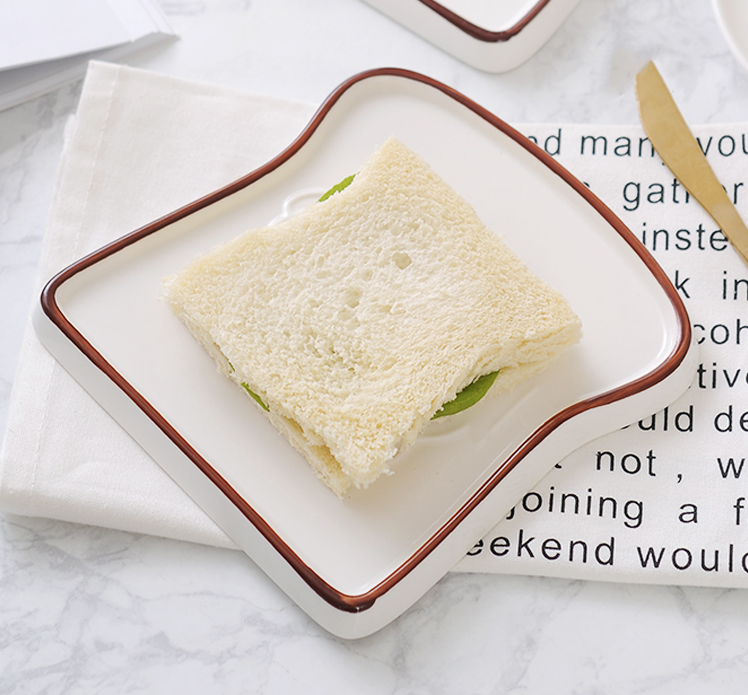 Simple Japanese Toast Shaped Ceramic Tableware Plate