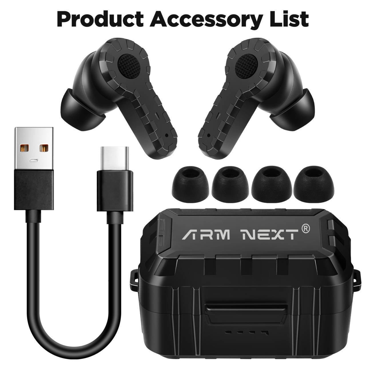 Tactical Noise Reduction Headset Rechargeable Pickup Hearing Shooting Earplugs