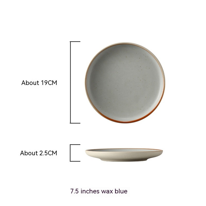 Round Light Plate Dish Western Cuisine Plate Simple Large Ceramic Plate