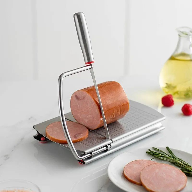 Multifunctional Slicer Butter Cheese Ham Sausage Slicer Kitchen Gadgets Stainless Steel Cutting Board With Silicone Suction Base