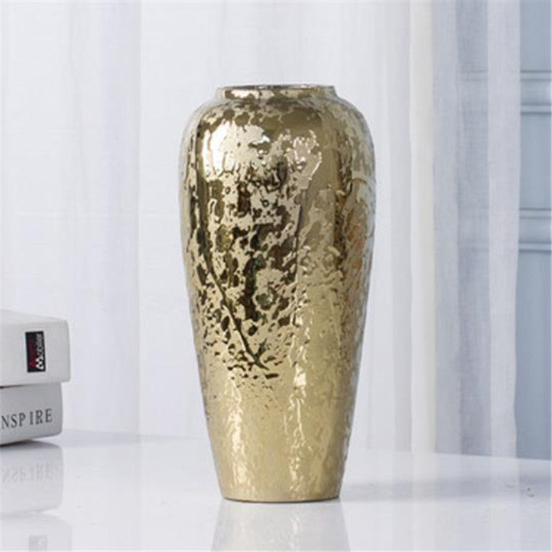 Ceramic Vase Golden Electroplating Light Luxury Living Room Soft Decoration