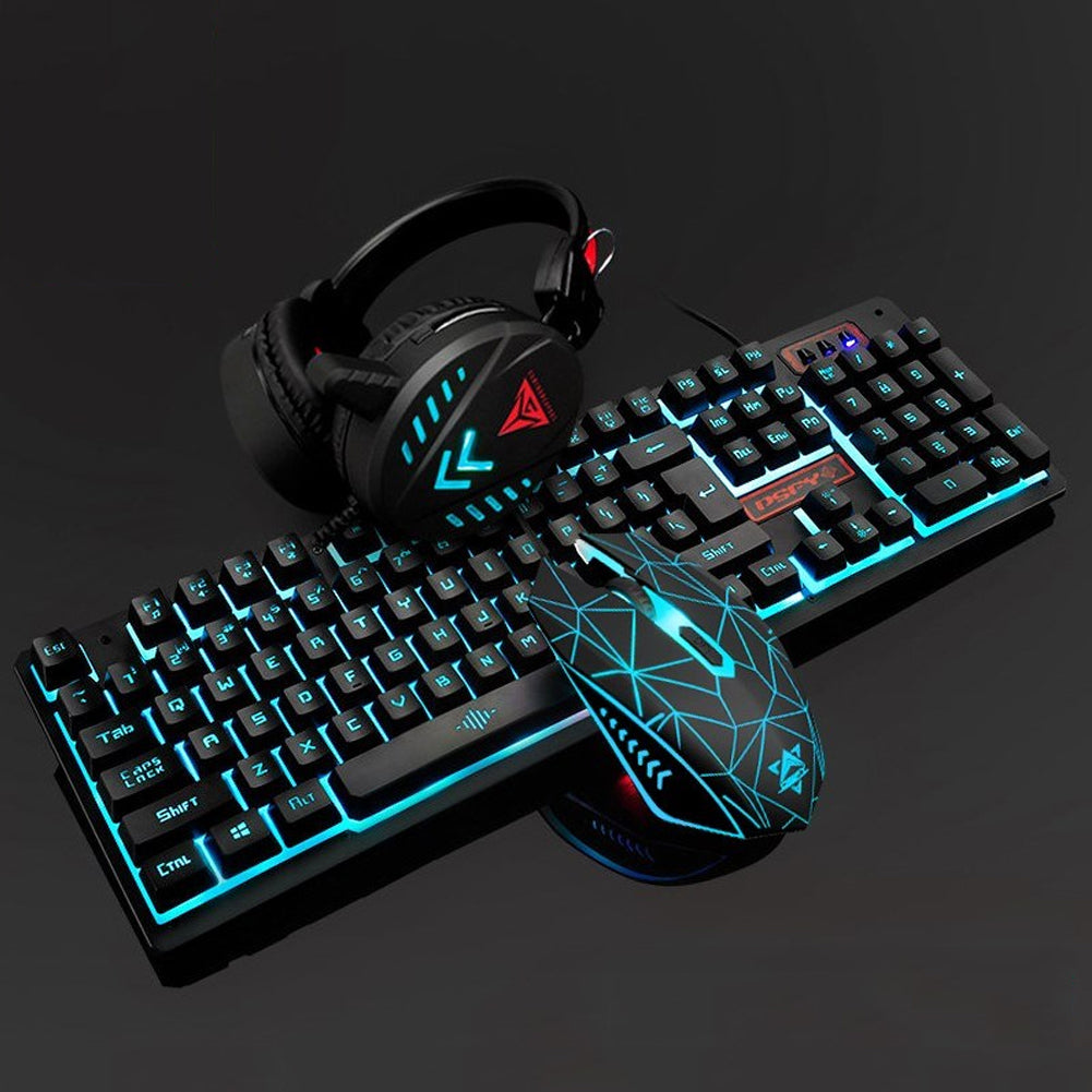 usb desktop wired luminous keyboard and mouse set