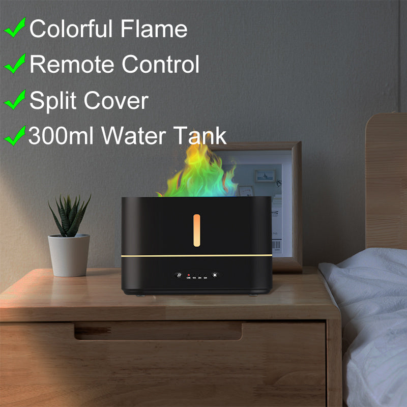 Remote Control Colorful Timed Anti Dry Burning 3D Simulation Flame Aromatherapy Machine USB