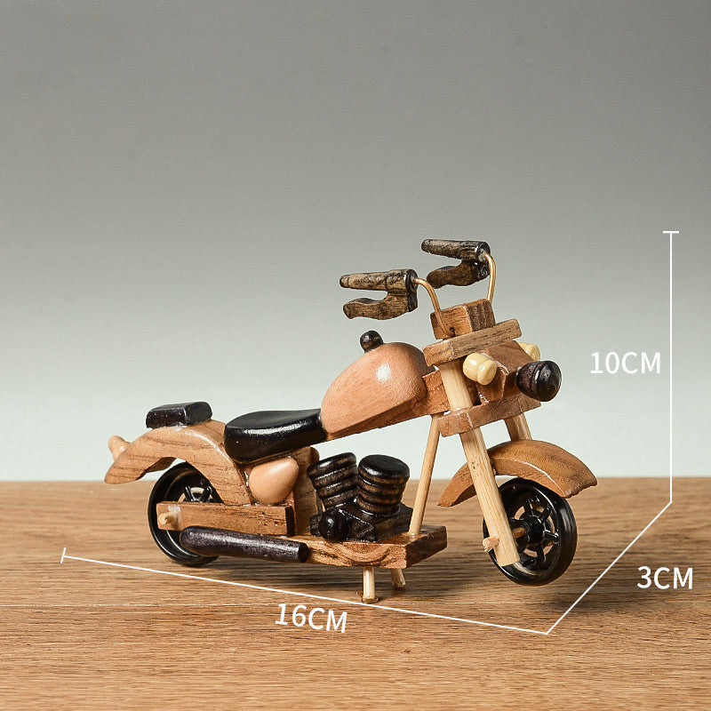 Retro Wooden Motorcycle Decoration Creative Home