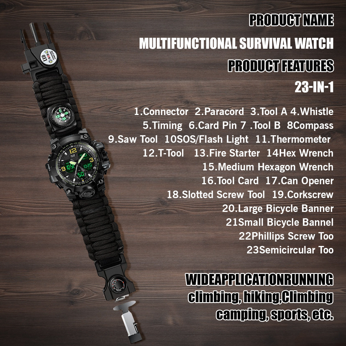 Waterproof Dual Display Electronic Tactical Watch