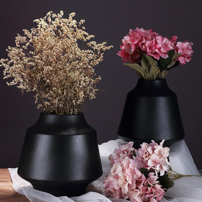 Black Ceramic Vase Flower Arrangement Decoration Ornaments