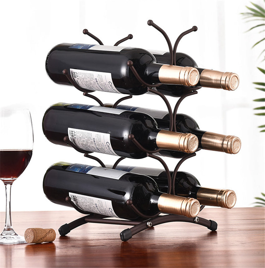 Iron six bottle wine rack