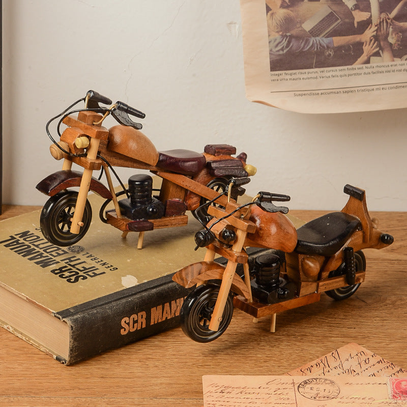 Retro Wooden Motorcycle Decoration Creative Home