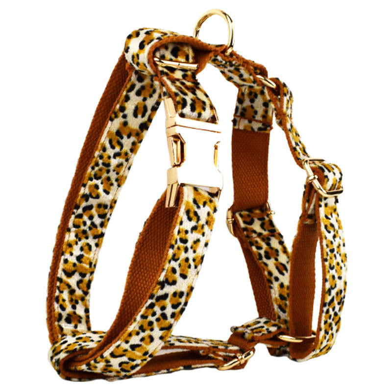 Dog Leash Pet Leopard Print Collar