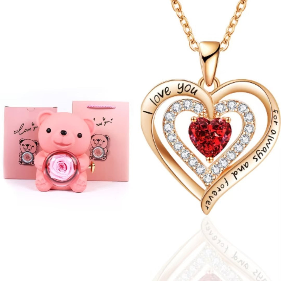 Teddy Bear Gifts Box With Necklace