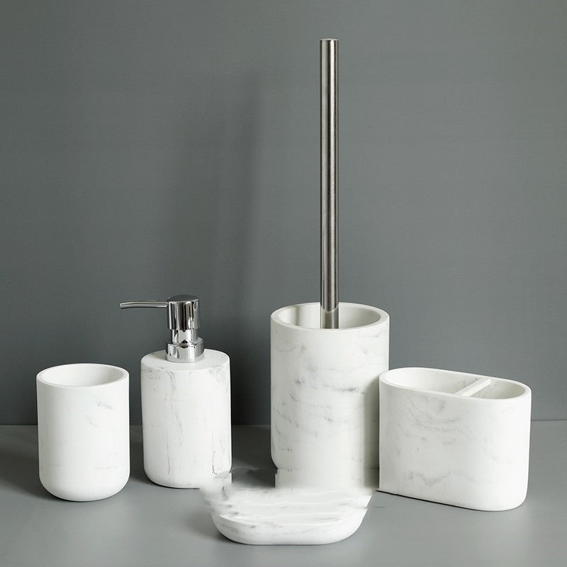 Five-piece Set Nordic Marble Texture Resin Bathroom Accessor