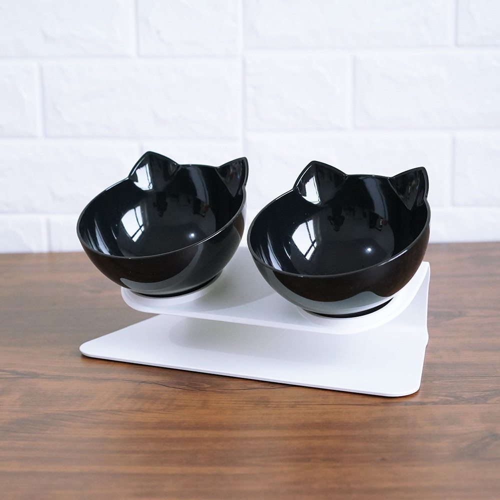 Double Cat Bowl With Raised Stand