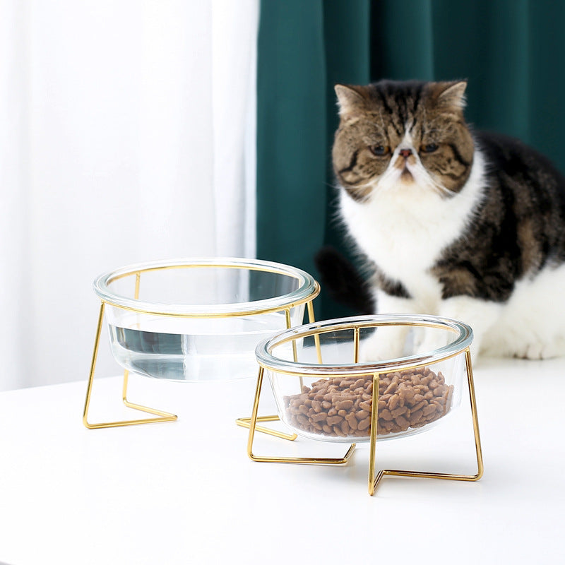 Tilt glass pet bowl