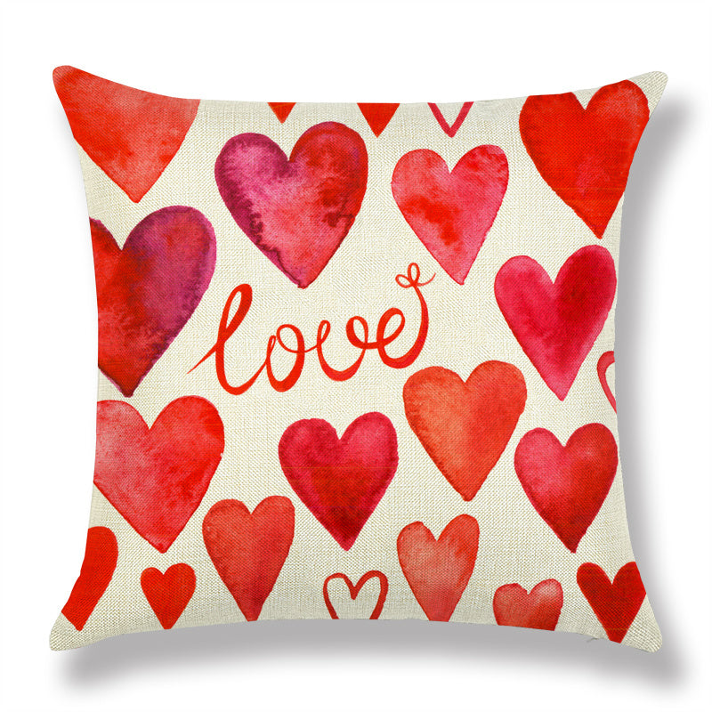 Heart Couple Linen Cushion