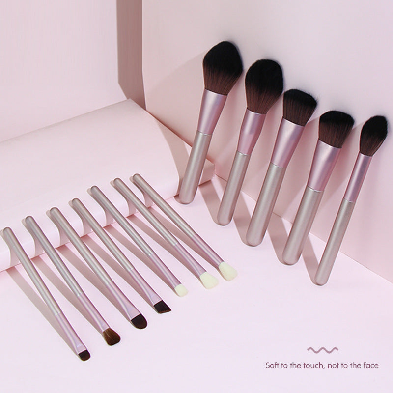 12 PCs Small Grape Professional Makeup Brushes Full Set Animal Hair Super Soft Blush Face Powder Eye Shadow Brush