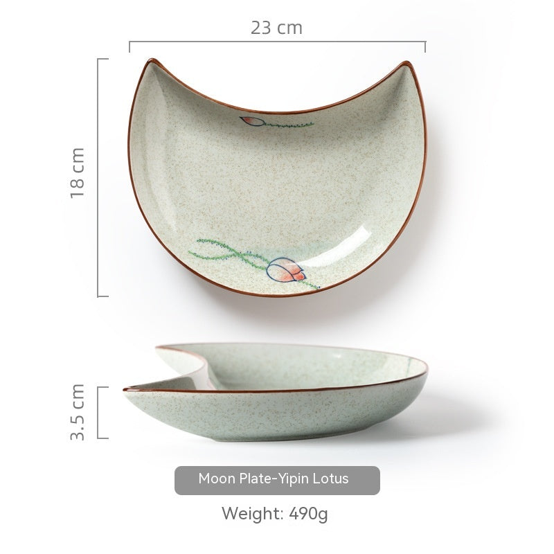 Household Ceramic Moon Platter Tableware