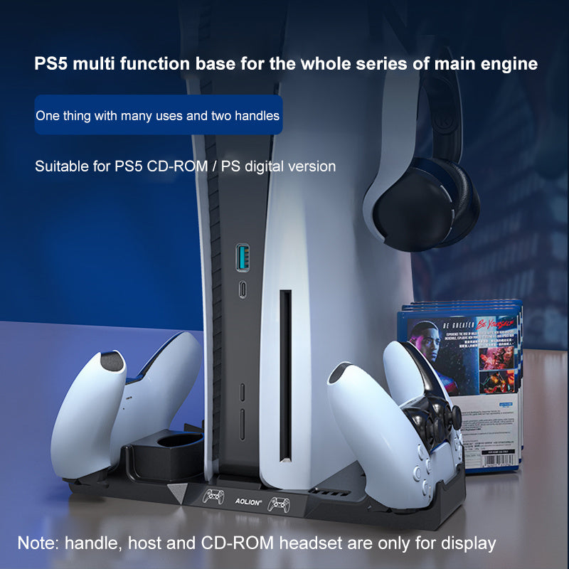 The New PS5 Game Console Base Ps5 Handle Base Charger Multi-function Remote Control Earphone Disc Storage Bracket