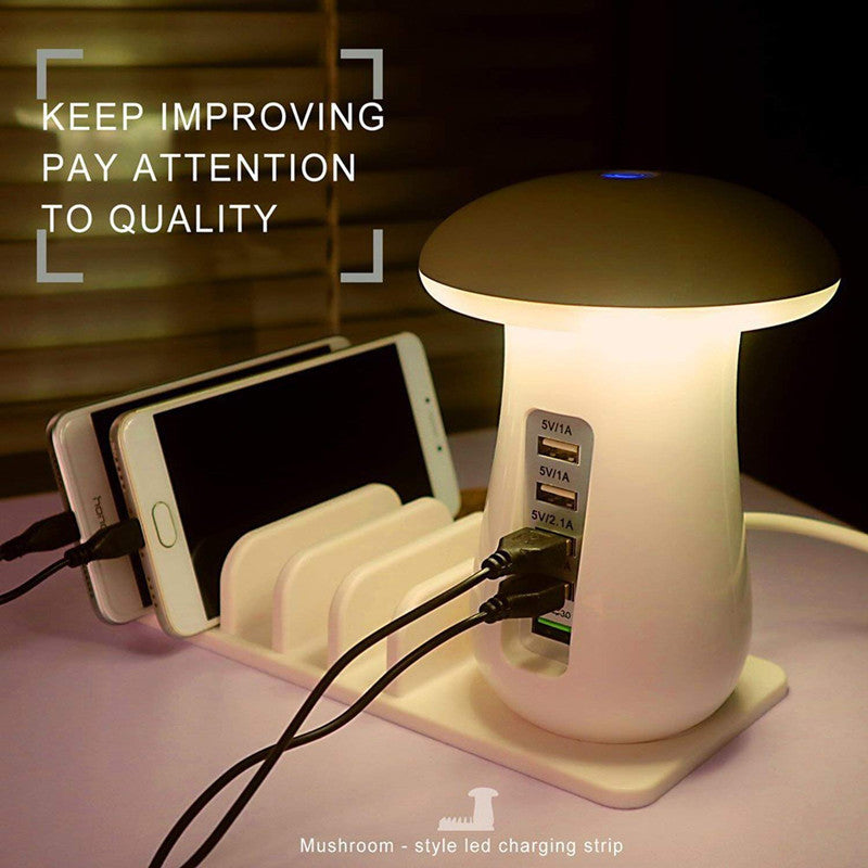 2 In 1 Multifunction Mushroom Lamp LED USB Charger