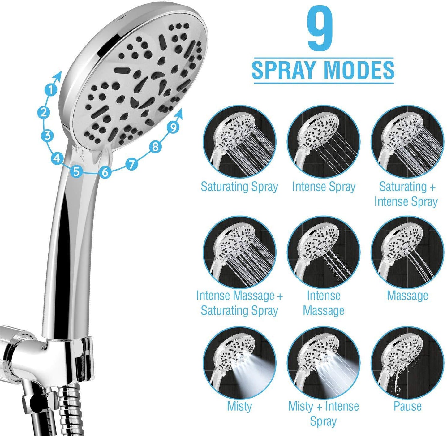 Bathroom Nine Function Three Way Seat Suspension Shower Set