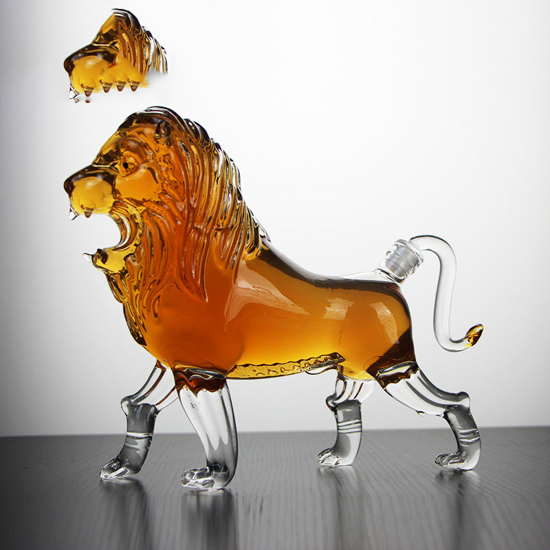 750ml Lion Shape Glass Wine Bottle