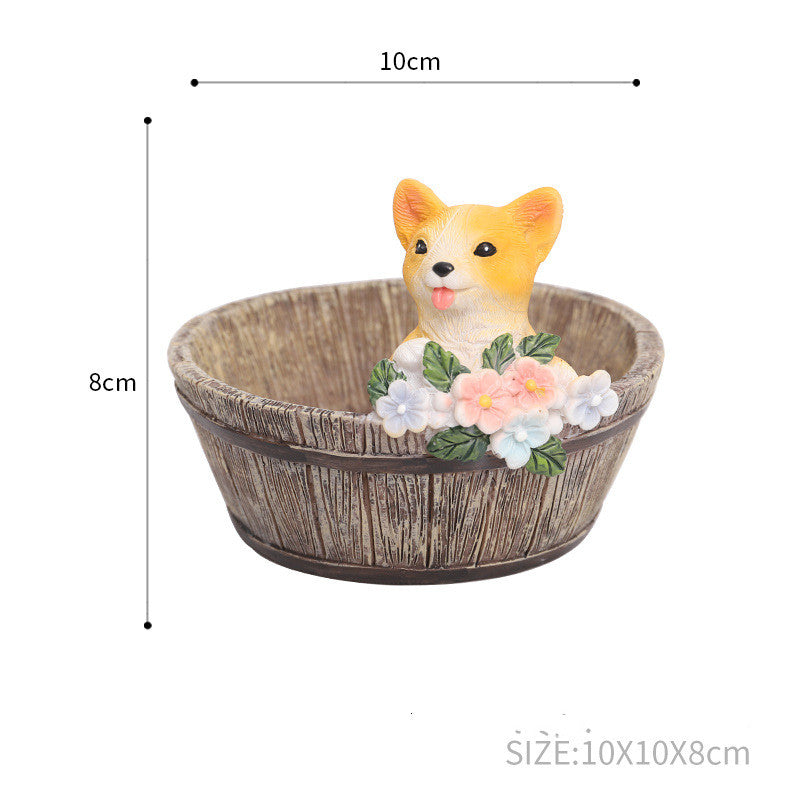 Wooden Basin Resin Ornaments Micro Landscape Garden Decoration