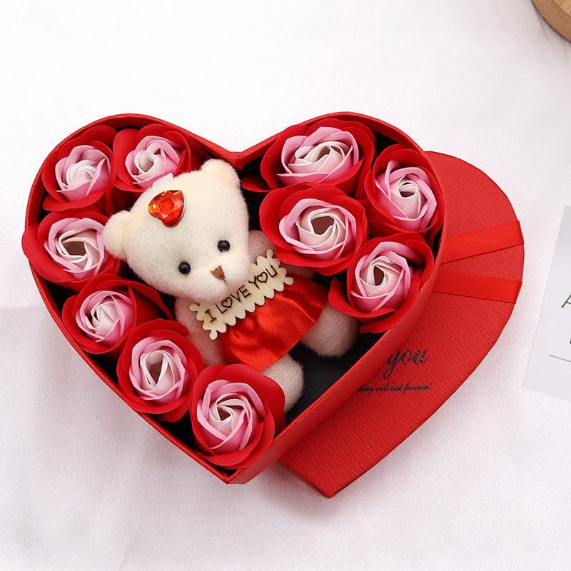 Soap Flower Heart-shaped Rose Gift Box