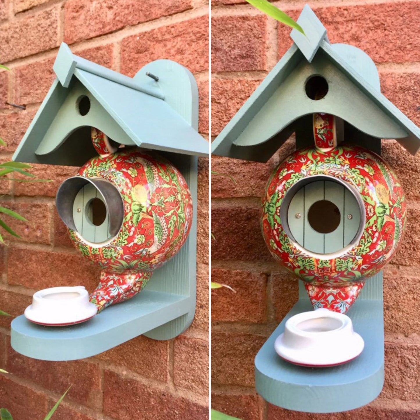 William Morris Blue Teapot Bird House And Feeder