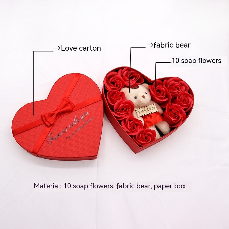 Soap Flower Heart-shaped Rose Gift Box