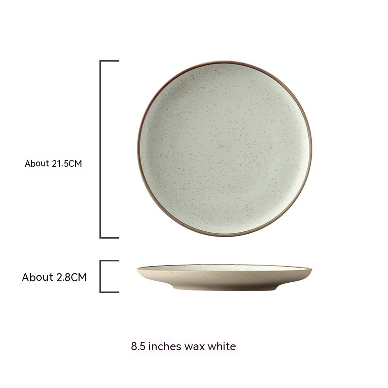 Round Light Plate Dish Western Cuisine Plate Simple Large Ceramic Plate