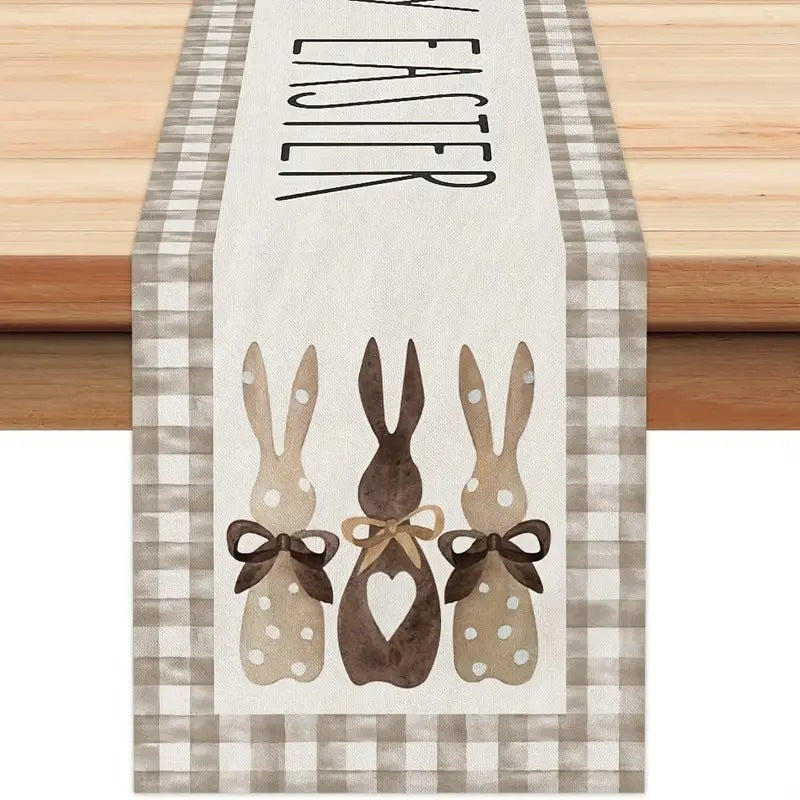 Easter Table Runner Rabbit Egg Decoration Linen Printing Table Cloth