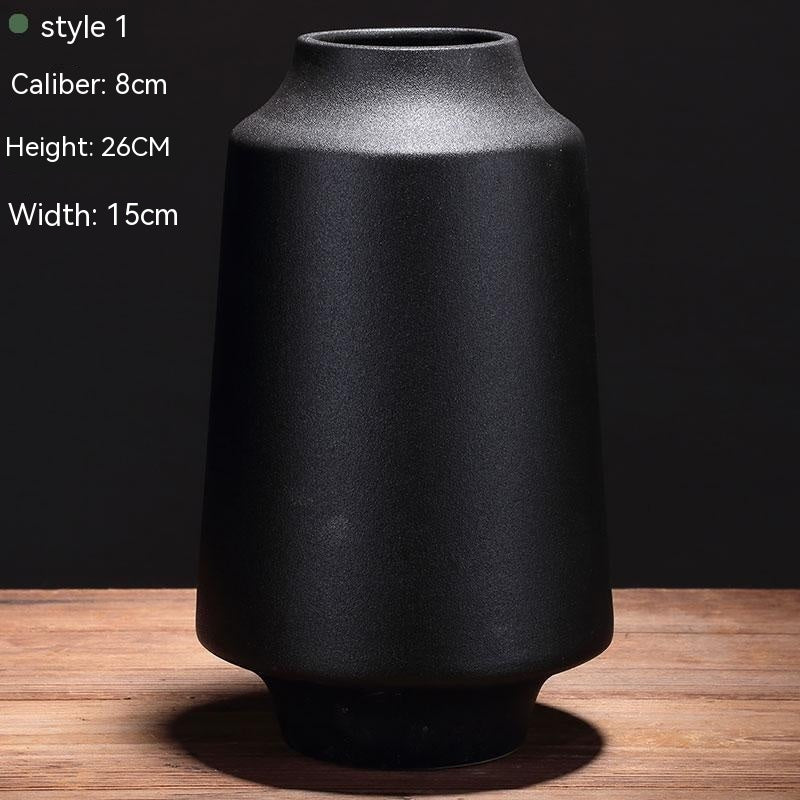 Black Ceramic Vase Flower Arrangement Decoration Ornaments