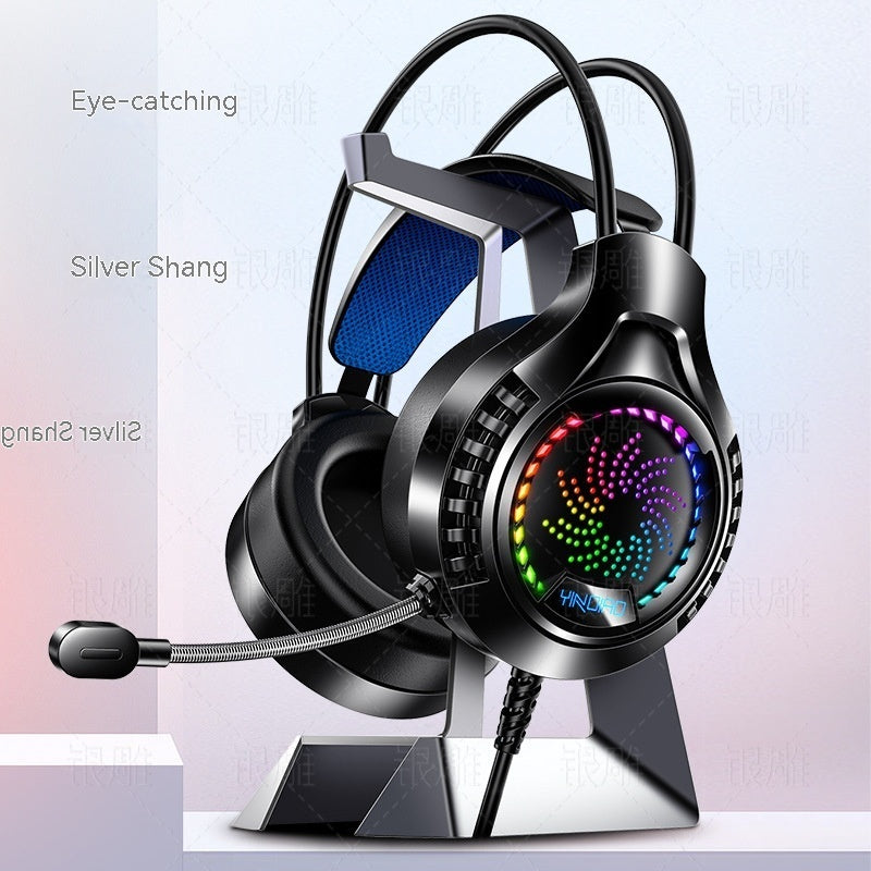 Silver Eagle Q7 Head-mounted Computer Earphone With Microphone Luminous Channel USB Gaming Headset