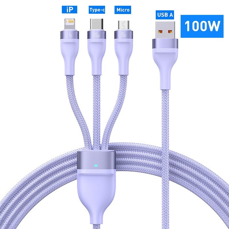 3 In 1 USB C Cable For IPhone 14 Pro 11 Charger Cable 100W