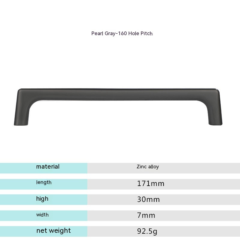 Nordic Cabinet Door Handle Modern Minimalist Black Gray Wardrobe Zinc Alloy Handle Kitchen Cabinet