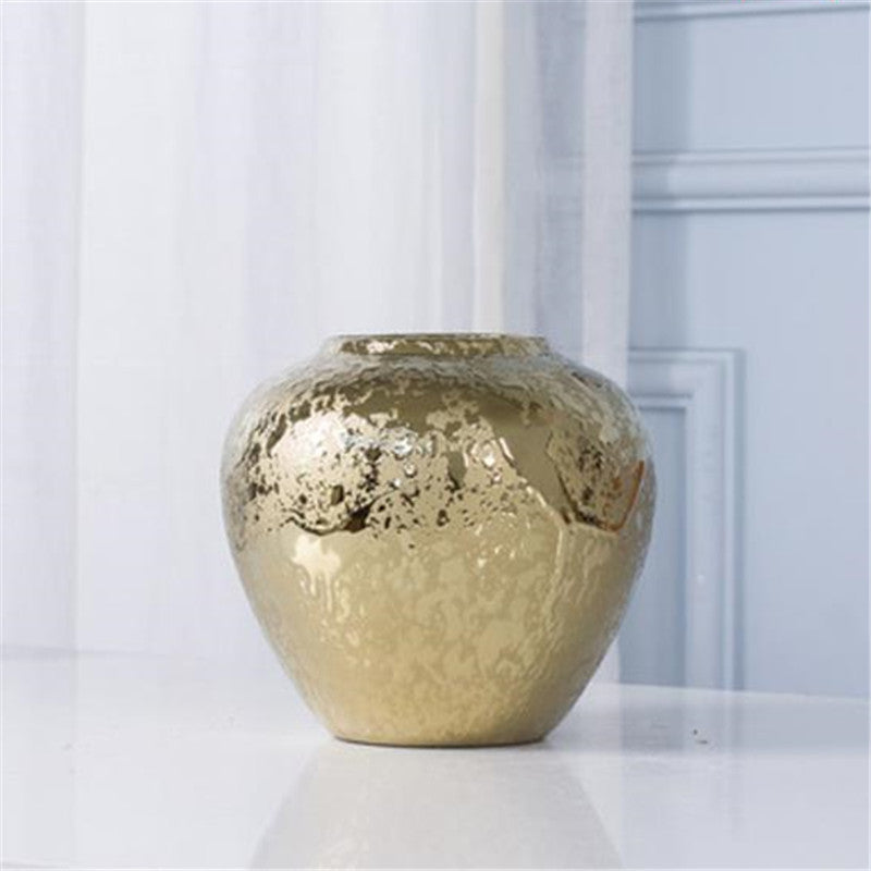 Ceramic Vase Golden Electroplating Light Luxury Living Room Soft Decoration