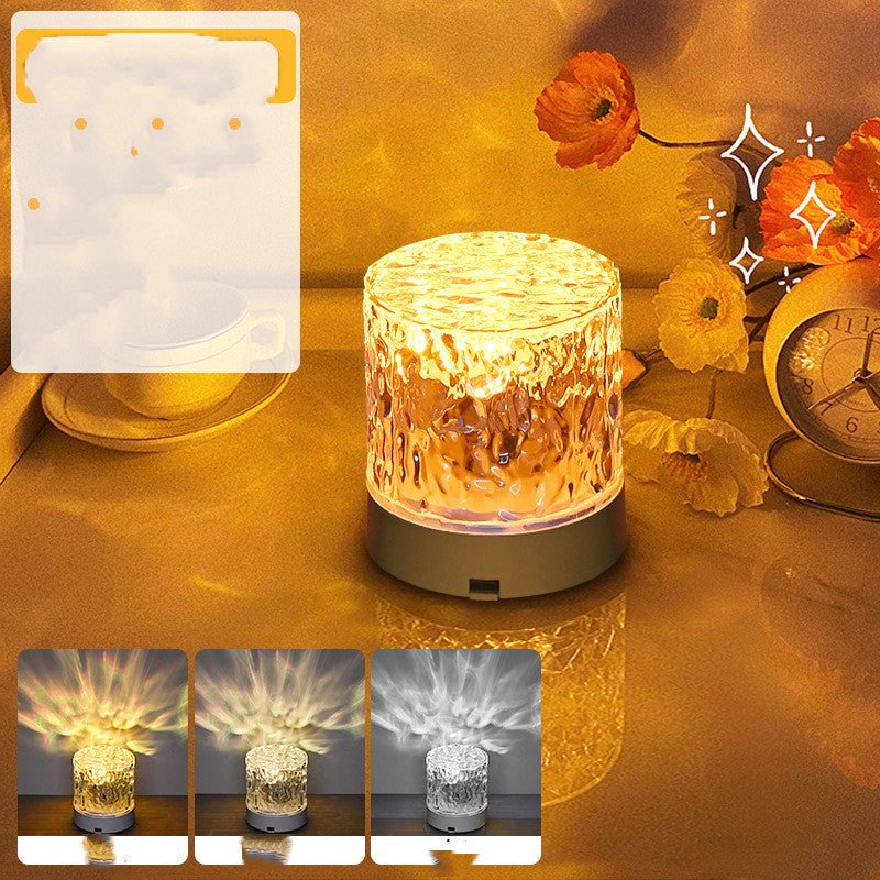 Crystal Lamp Water Ripple Projector Night Light Decoration Home Houses Bedroom Aesthetic Atmosphere Holiday Gift Sunset Lights