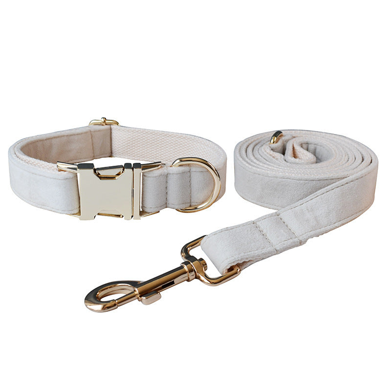 Milky White Velvet Dog Collar Alloy Buckle Pet Supplies