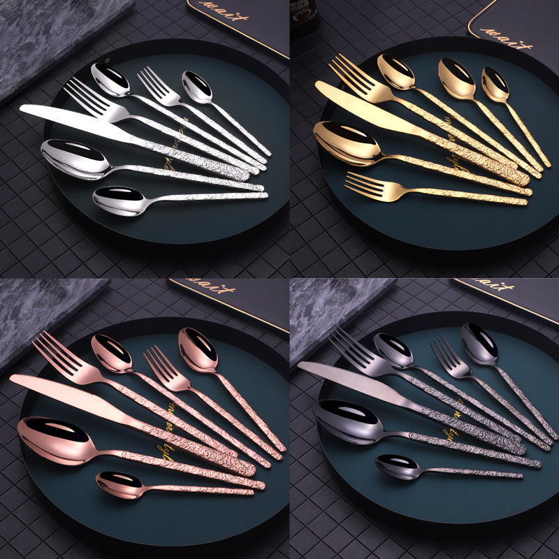 Embossed Textured Handle Steak Cutlery Western Cutlery