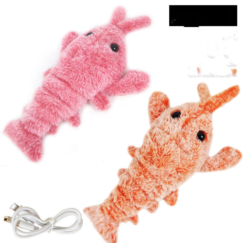 Pet Toys Electric Jumping Shrimp USB Charging Simulation Lobster Funny Cat Plush Pets Toy