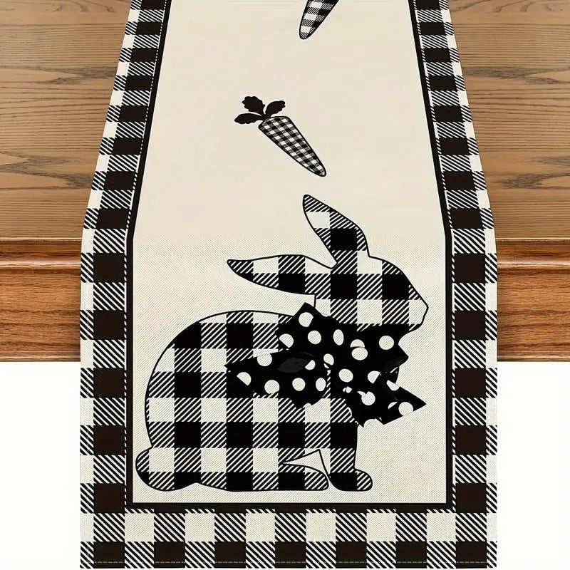 Easter Table Runner Rabbit Egg Decoration Linen Printing Table Cloth