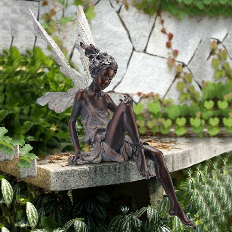 Resin Crafts Flower Fairy Garden Ornaments Turek Sitting Fairy Statue