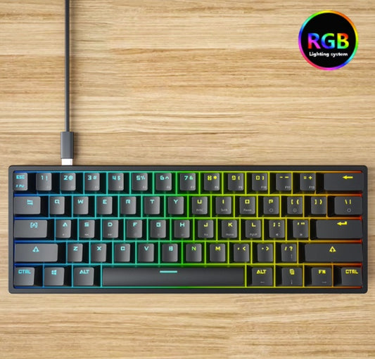 61-key Pluggable Mechanical Keyboard RGB Light Effect Computer Keyboard