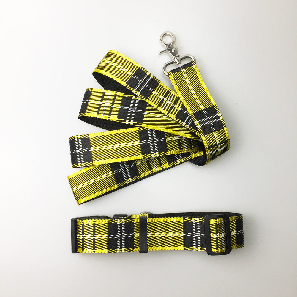 Pet Dog Collar Check Pattern Leash