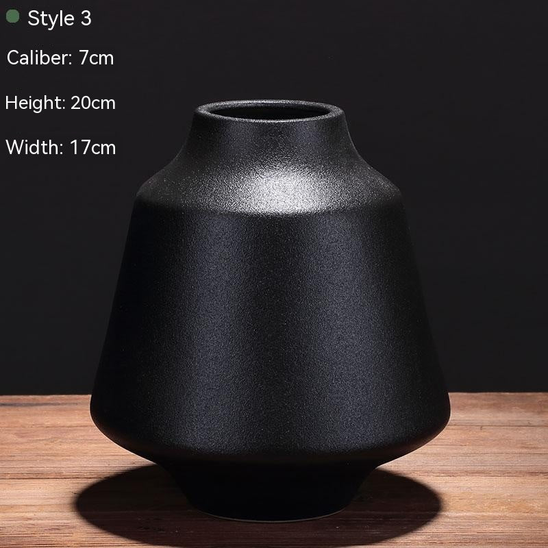 Black Ceramic Vase Flower Arrangement Decoration Ornaments