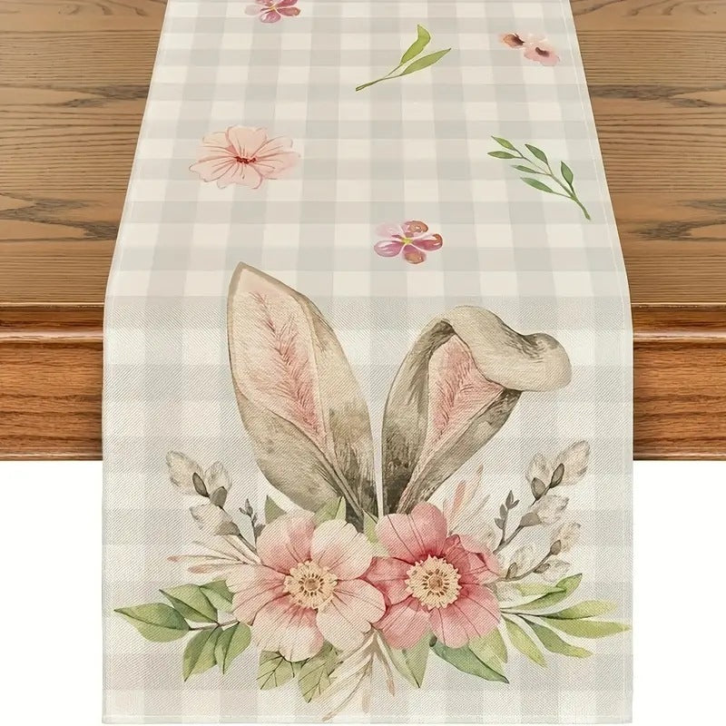 Easter Table Runner Rabbit Egg Decoration Linen Printing Table Cloth