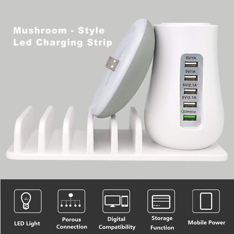 2 In 1 Multifunction Mushroom Lamp LED USB Charger