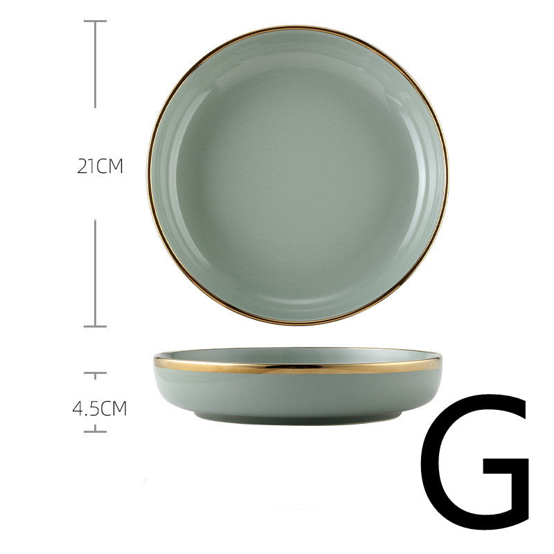 Light Luxury Rice Bowl Large Ceramic Plate Tableware Set Household