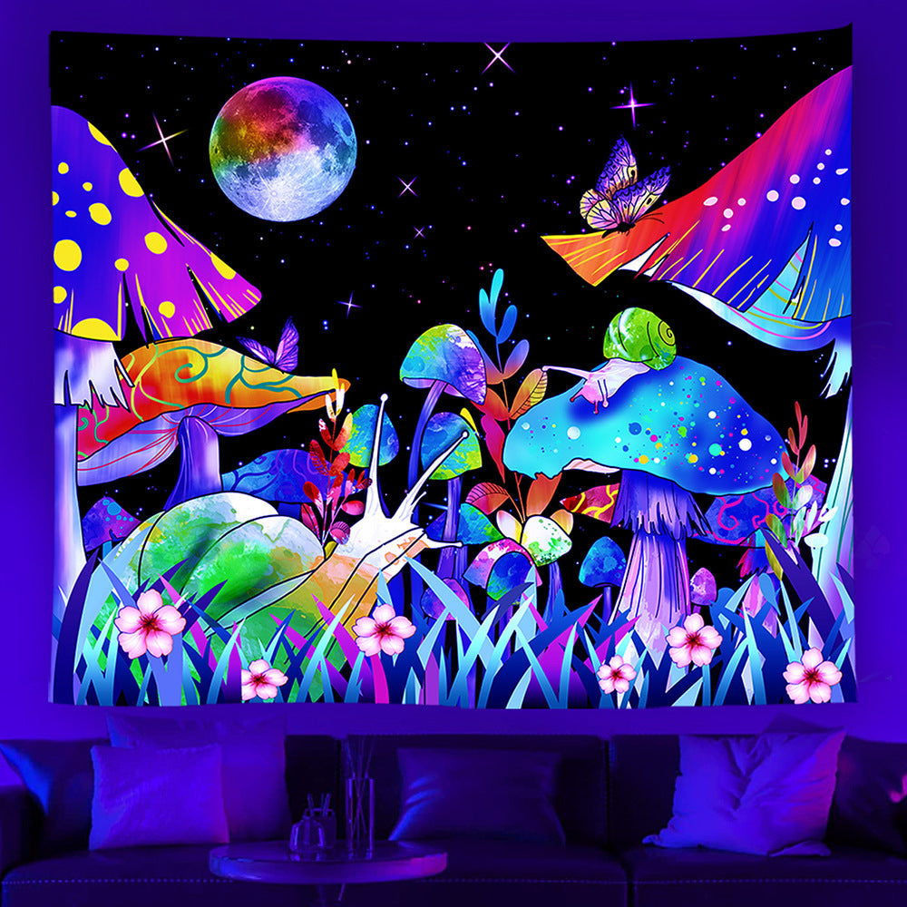 The Room Is Hung With Fluorescent Tapestries Printed With UV Lights For European And American Parties